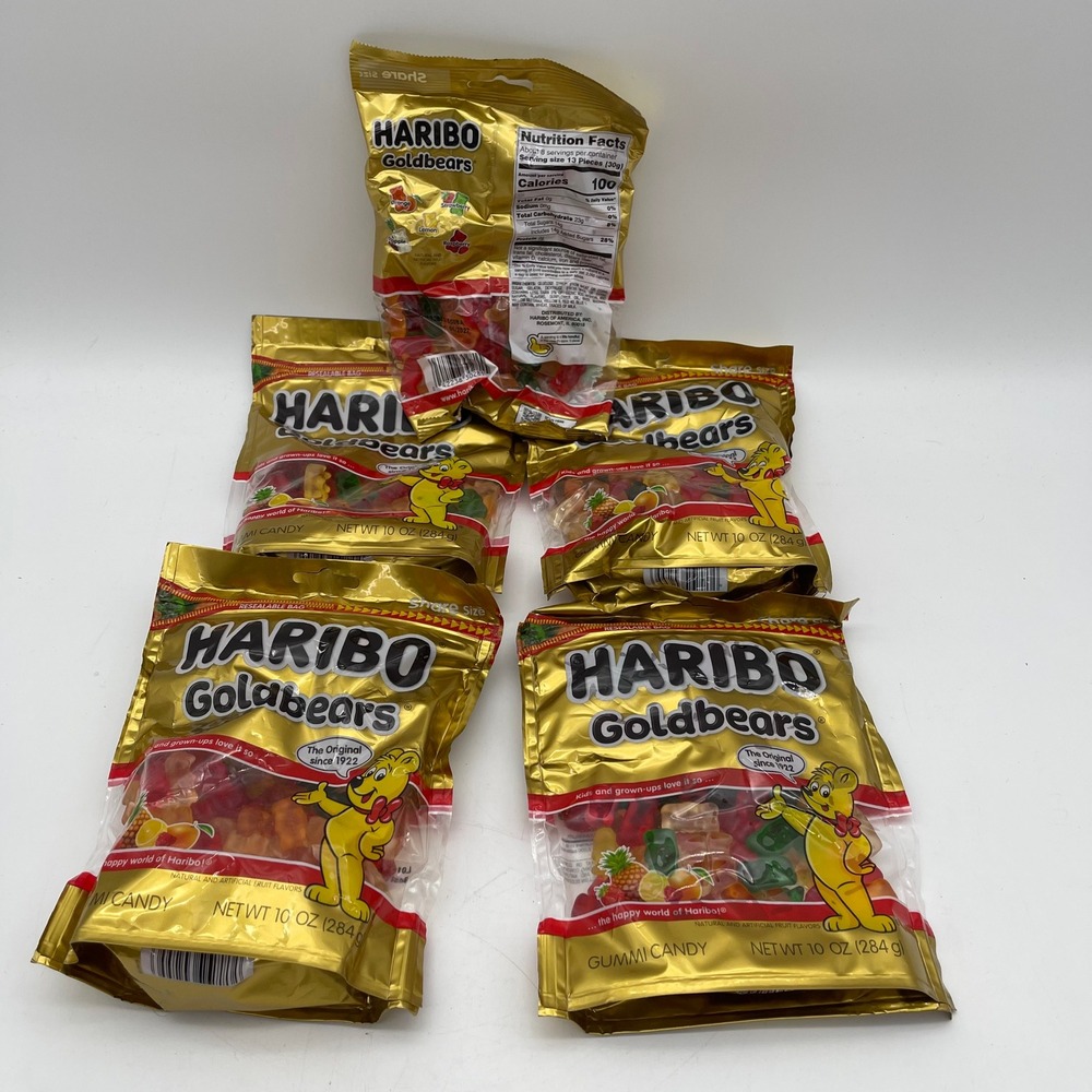 Haribo Goldbears Gummi Candy 5 Pack Share Size Resealable Bags 10oz Each‎ = 50oz